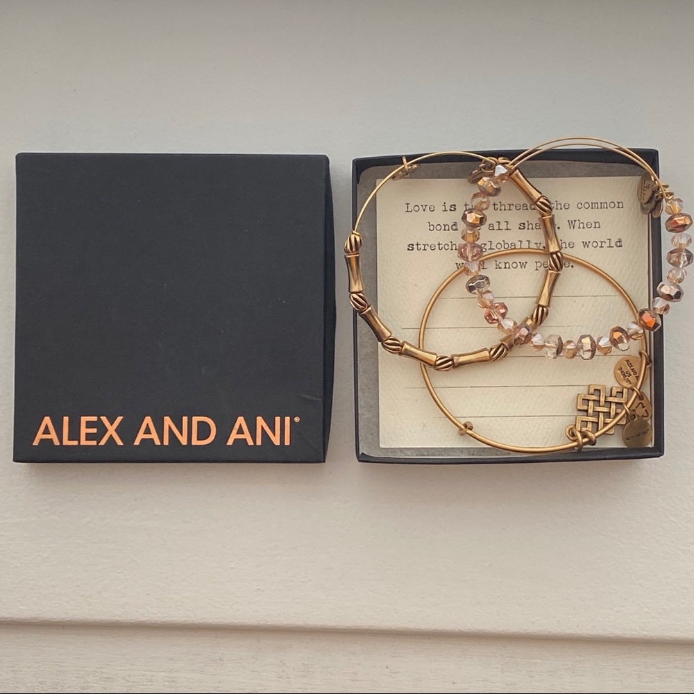 Alex and Ani Set of 3 Rafaelian Gold Bracelets